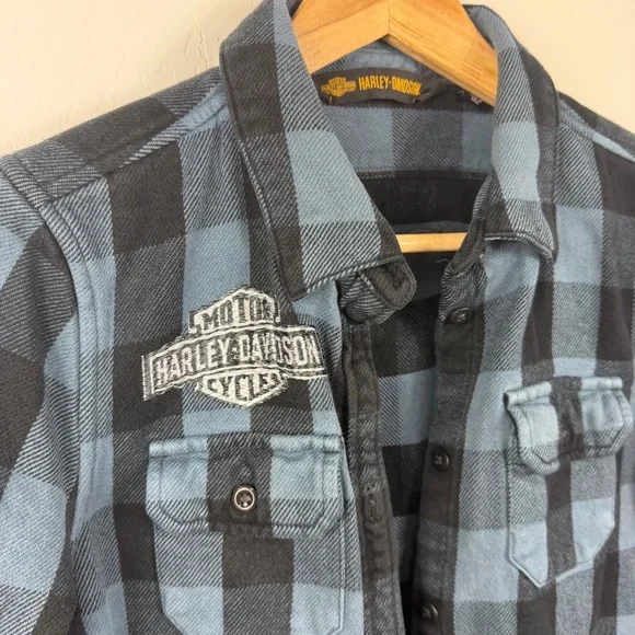 Harley-Davidson Black and Blue Checkered Shirt - Picture 1 of 10